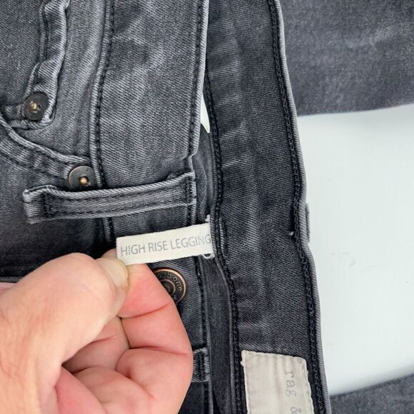 Rag & Bone High Rise Leggings Black Women's Size 25 Stretchy 30" Inseam - Picture 9 of 11